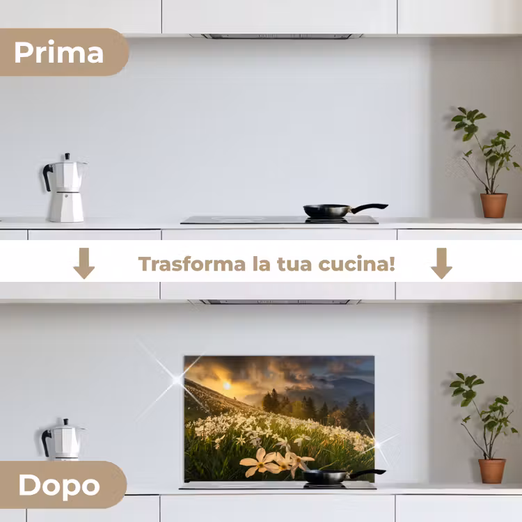 Paraschizzi cucina - Campo di fiori - Colline - Tramonto - Montagna - Natura - Bianco - Colline — 7