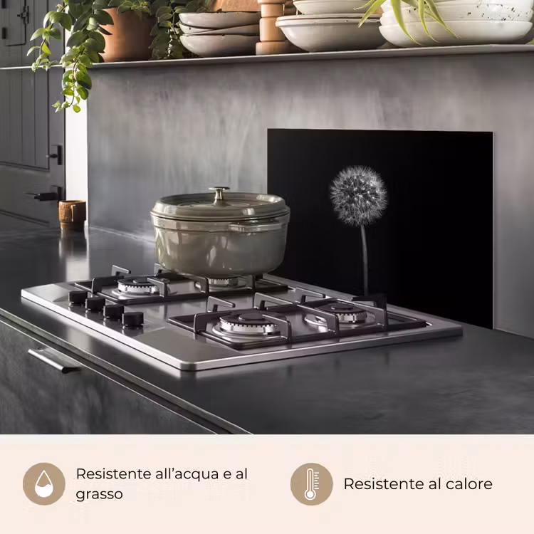 Paraschizzi cucina - Dente di leone - Nero - Floreale - Botanico — 2