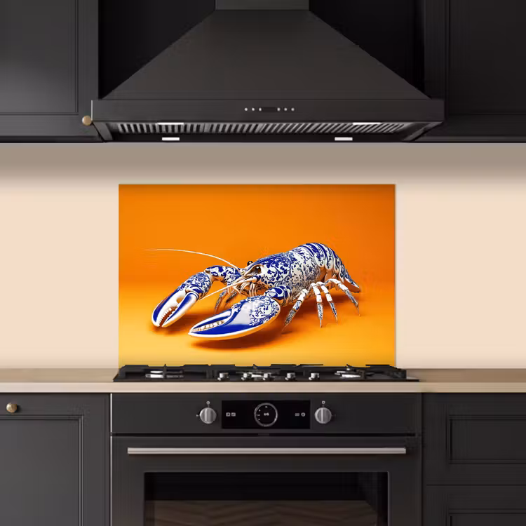 Paraschizzi cucina - Aragosta - Blu Delft - Scudo - Resistente - Arancione — 5