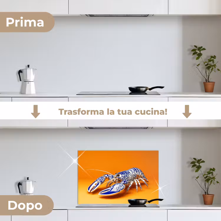 Paraschizzi cucina - Aragosta - Blu Delft - Scudo - Resistente - Arancione — 7