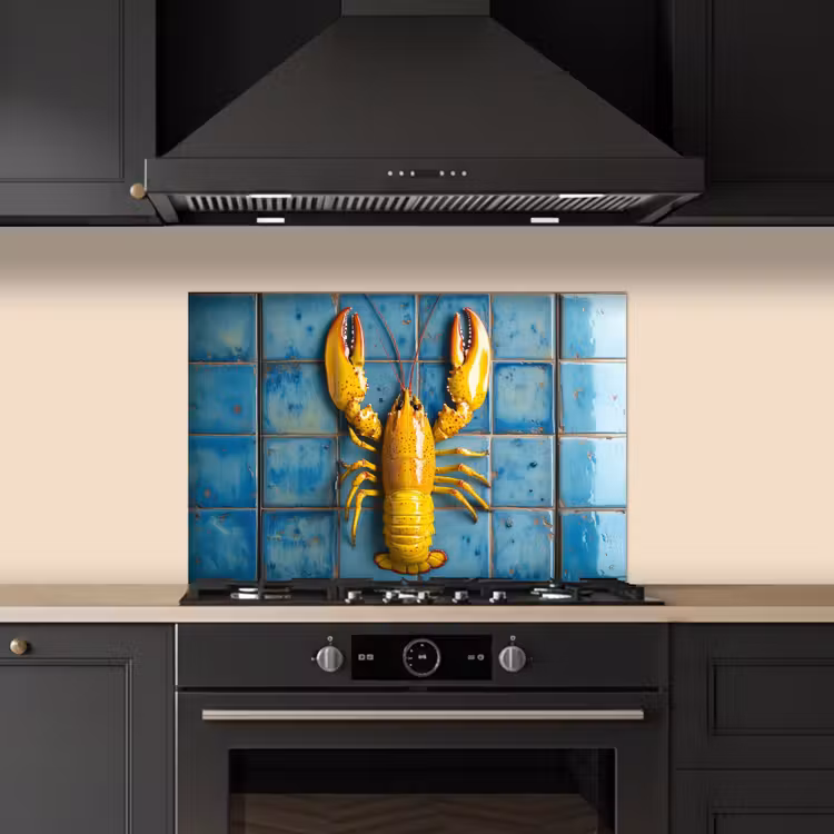 Paraschizzi cucina - Cancro - Giallo - Blu - Piastrelle — 5