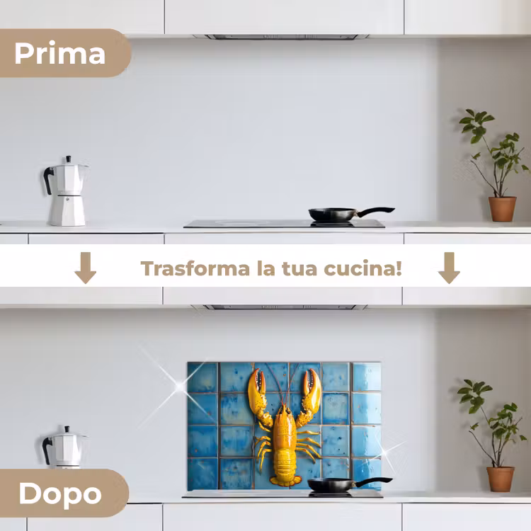 Paraschizzi cucina - Cancro - Giallo - Blu - Piastrelle — 7