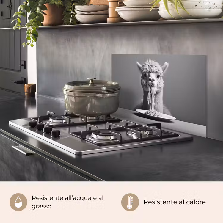 Paraschizzi cucina - Alpaca - Pasta - Nero - Bianco - Divertente - Animali — 2