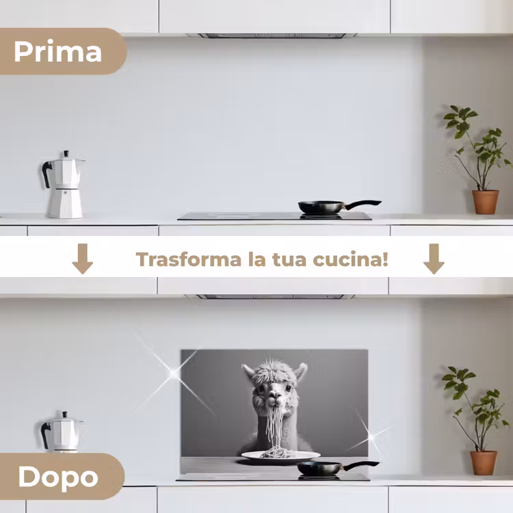 Paraschizzi cucina - Alpaca - Pasta - Nero - Bianco - Divertente - Animali — 7