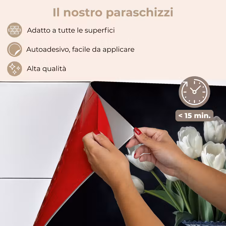 Paraschizzi cucina - Bianco - Fiori - Tulipani - Vaso — 4