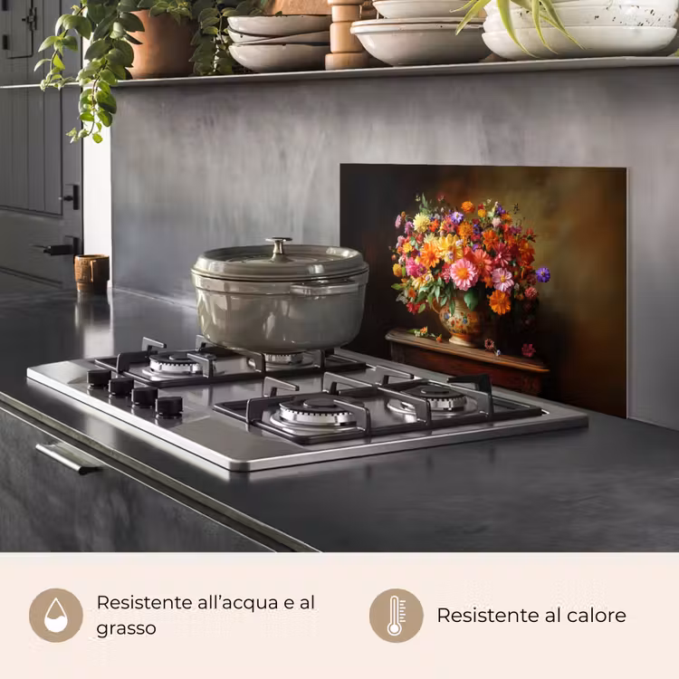 Paraschizzi cucina - Colori - Bouquet - Vaso - Legno — 2