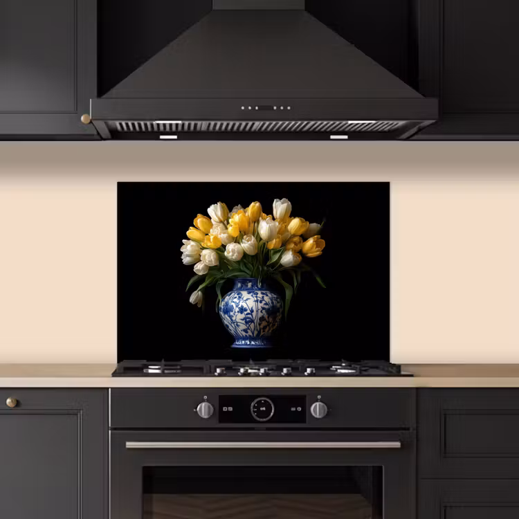 Paraschizzi cucina - Giallo - Tulipani - Vaso - Fiori — 5