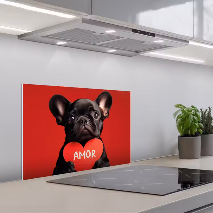 Paraschizzi cucina - Amor - Cane - Cuore - Rosso — 1