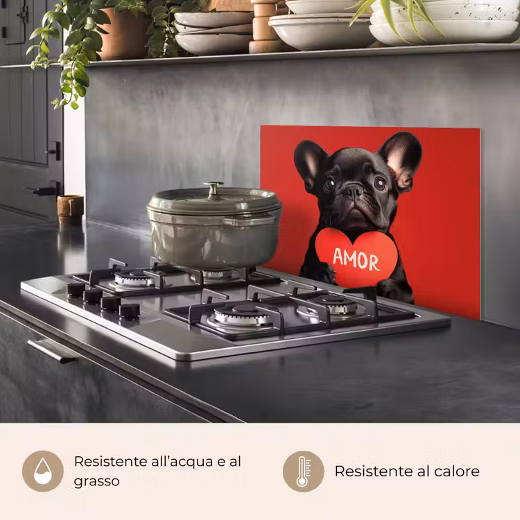 Paraschizzi cucina - Amor - Cane - Cuore - Rosso — 2