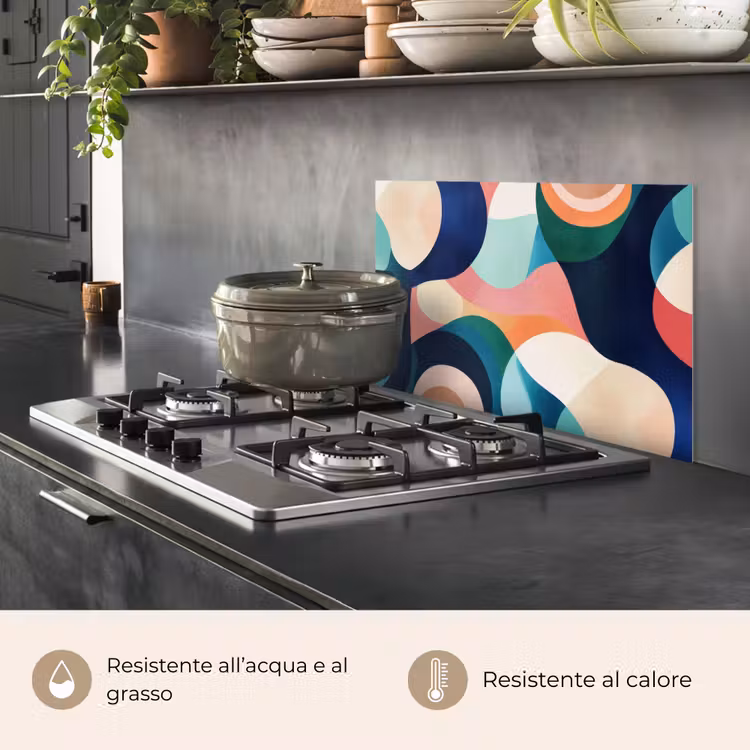 Paraschizzi cucina - Astratto - Blu - Rosa — 2