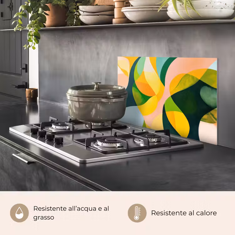 Paraschizzi cucina - Astratto - Giallo - Rosa - Verde — 2