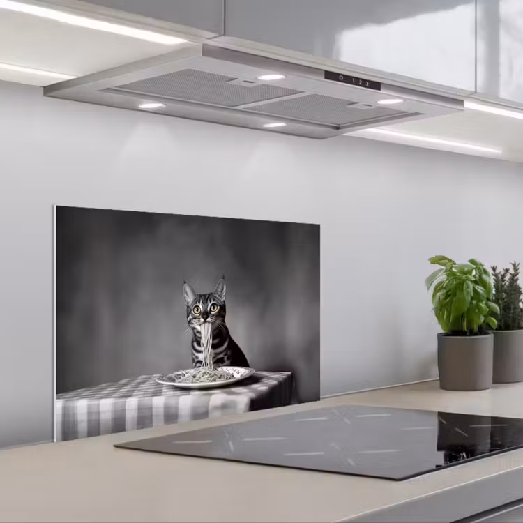 Paraschizzi cucina - Bengala - Gatto - Tovaglia - Nero - Bianco - Animale — 1