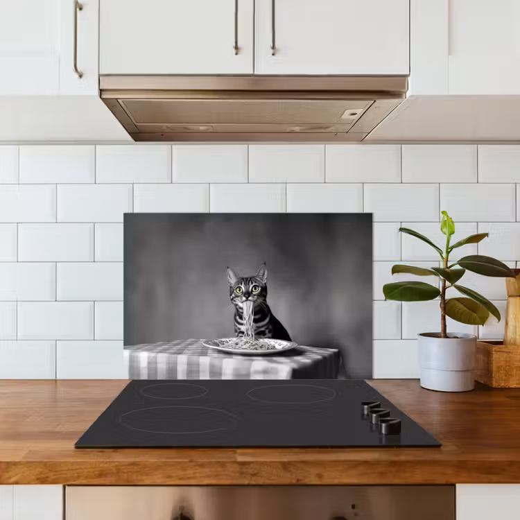 Paraschizzi cucina - Bengala - Gatto - Tovaglia - Nero - Bianco - Animale — 3