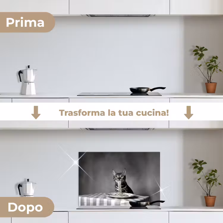 Paraschizzi cucina - Bengala - Gatto - Tovaglia - Nero - Bianco - Animale — 7