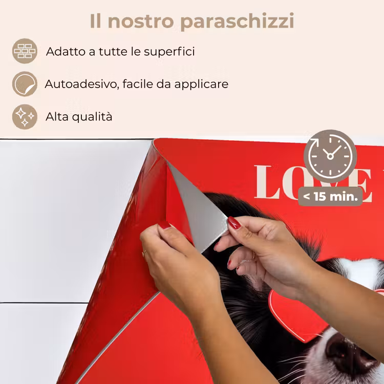 Paraschizzi cucina - Cane - Occhiali a cuore - Loveyou - Rosso — 4