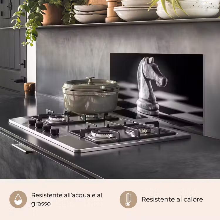 Paraschizzi cucina - Cavallo - Legno - Lavagna - Nero — 2