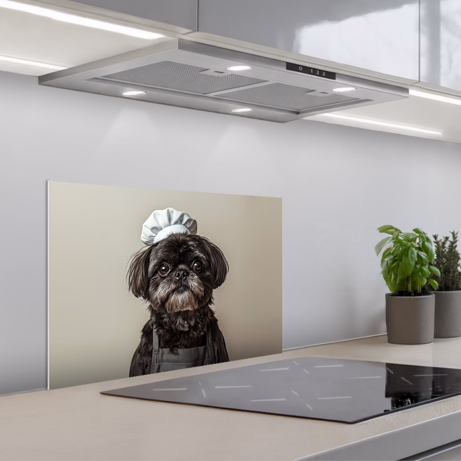 Paraschizzi cucina - Abbigliamento da cuoco - Nero - Cane — 1