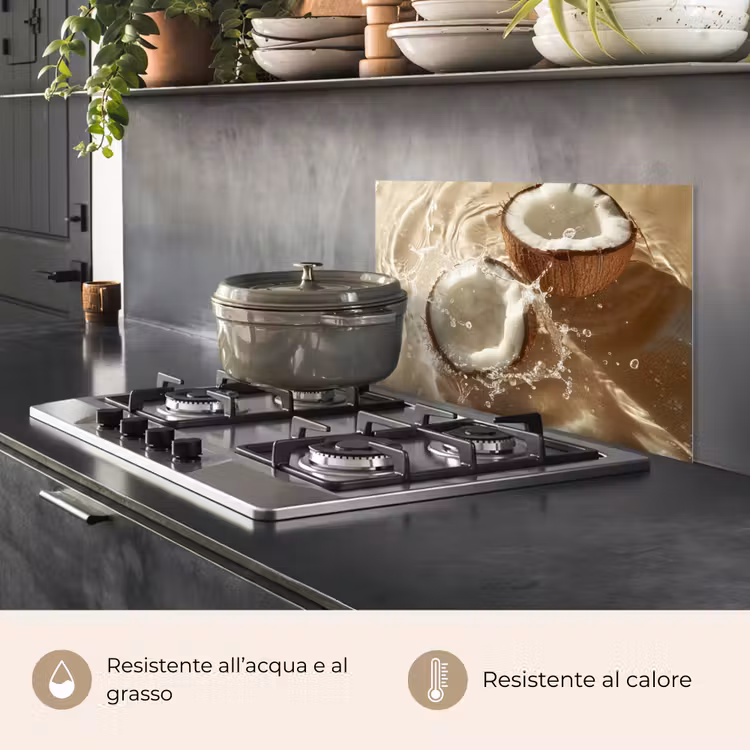 Paraschizzi cucina - Acqua di cocco - Acqua - Beige - Spruzzi — 2