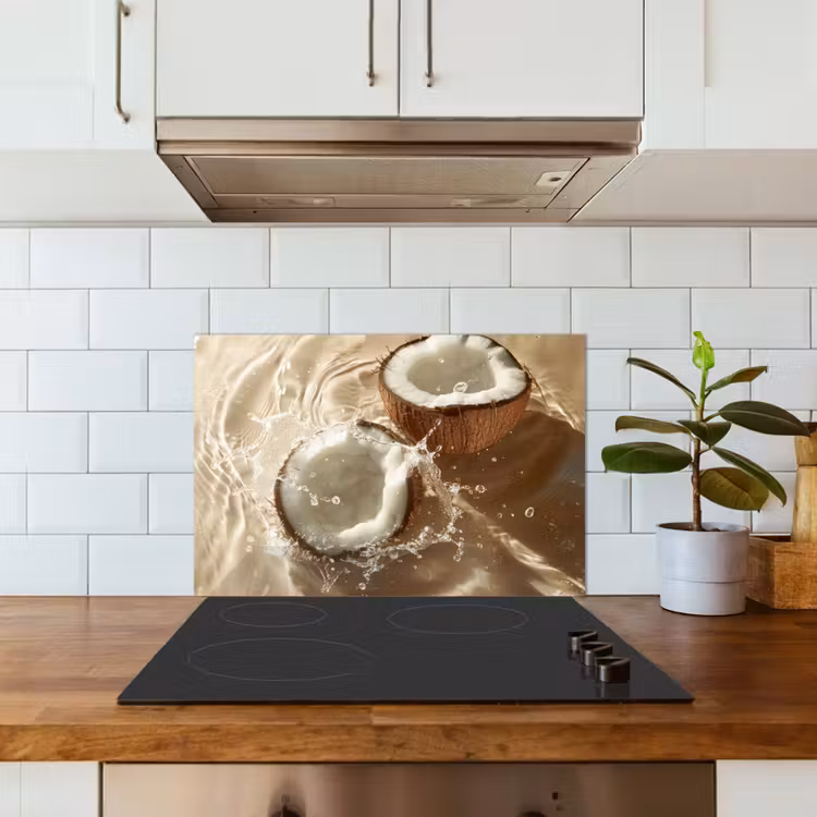 Paraschizzi cucina - Acqua di cocco - Acqua - Beige - Spruzzi — 3