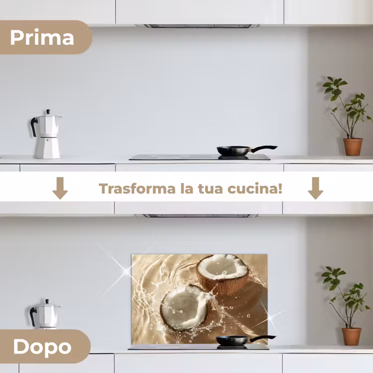 Paraschizzi cucina - Acqua di cocco - Acqua - Beige - Spruzzi — 7