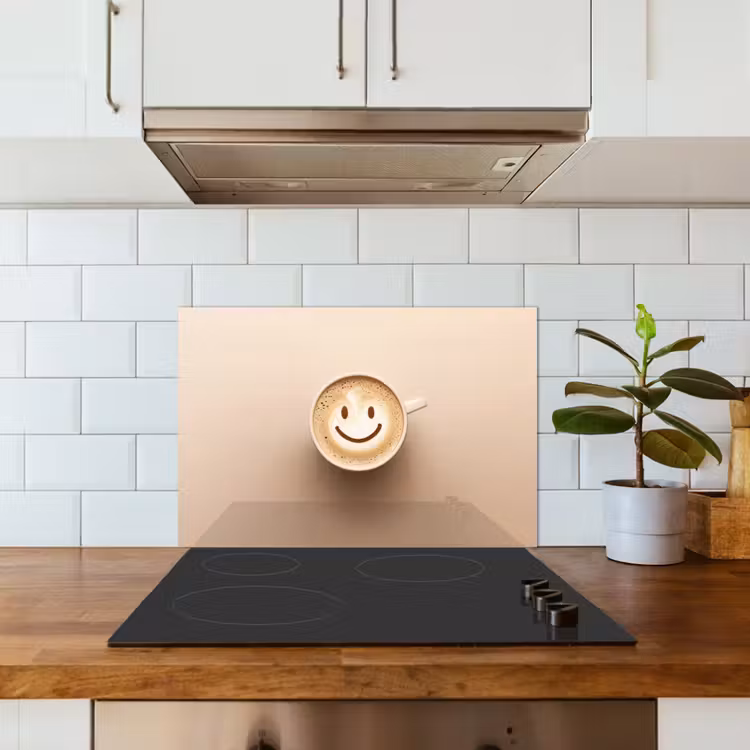 Paraschizzi cucina - Caffè - Schiuma di latte - Sorriso - Beige — 3