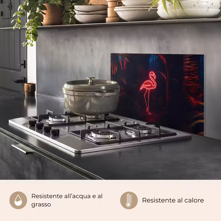 Paraschizzi cucina - Fenicottero - Rosa - Neon - Luce — 2