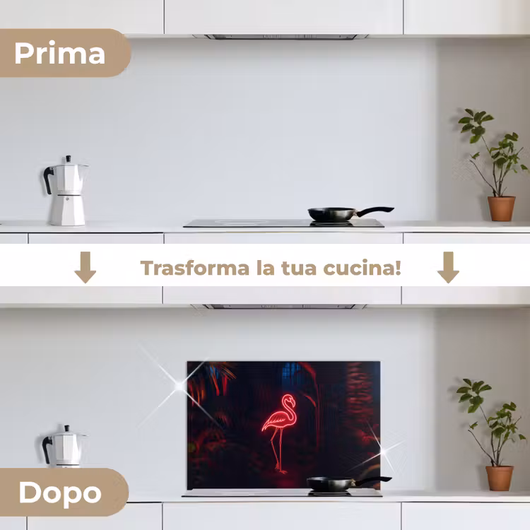 Paraschizzi cucina - Fenicottero - Rosa - Neon - Luce — 7