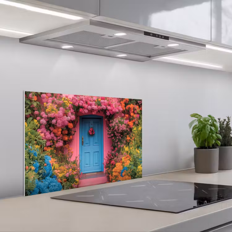 Paraschizzi cucina - Fiori - Porta - Rosa — 1