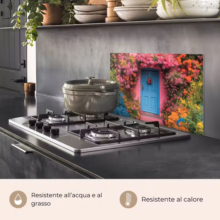 Paraschizzi cucina - Fiori - Porta - Rosa — 2