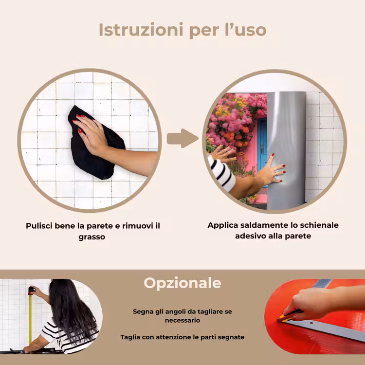Paraschizzi cucina - Fiori - Porta - Rosa — 6