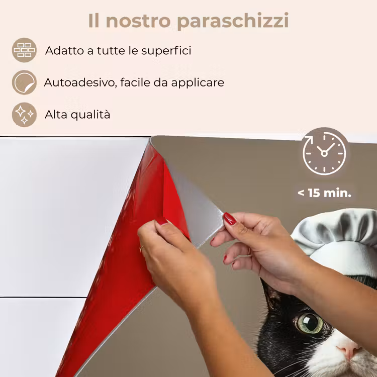 Paraschizzi cucina - Gatto - Abbigliamento da chef - Nero - Bianco — 4