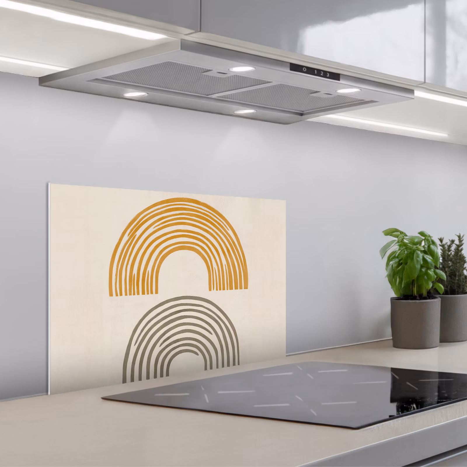 Paraschizzi cucina - Archi - Linee - Arancione - Minimalista — 1