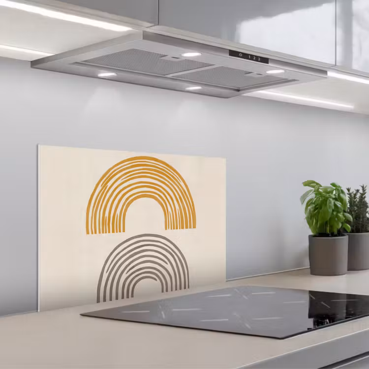 Paraschizzi cucina - Archi - Linee - Arancione - Minimalista — 1