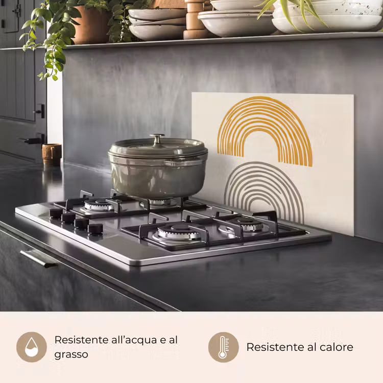 Paraschizzi cucina - Archi - Linee - Arancione - Minimalista — 2