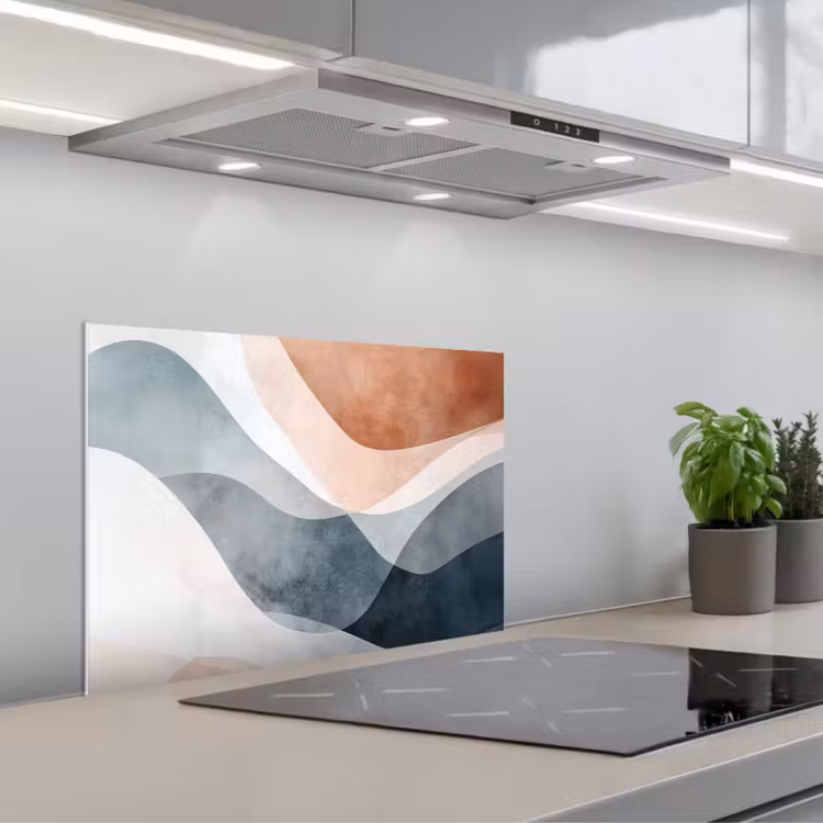 Paraschizzi cucina - Astratto - Onde - Blu — 1