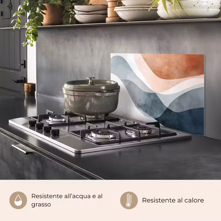 Paraschizzi cucina - Astratto - Onde - Blu — 2
