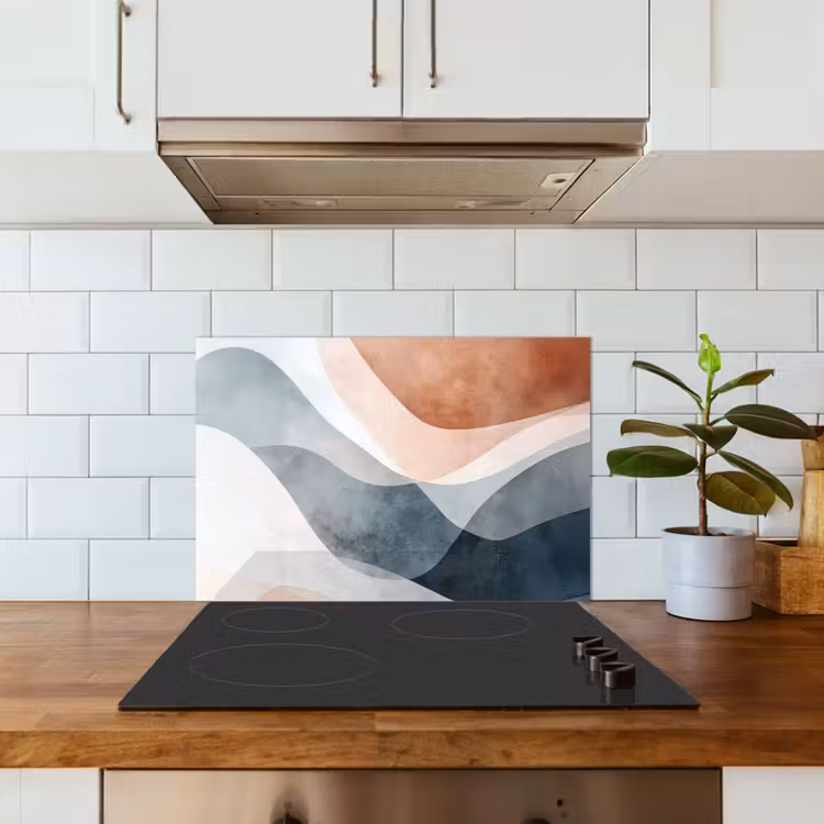 Paraschizzi cucina - Astratto - Onde - Blu — 3
