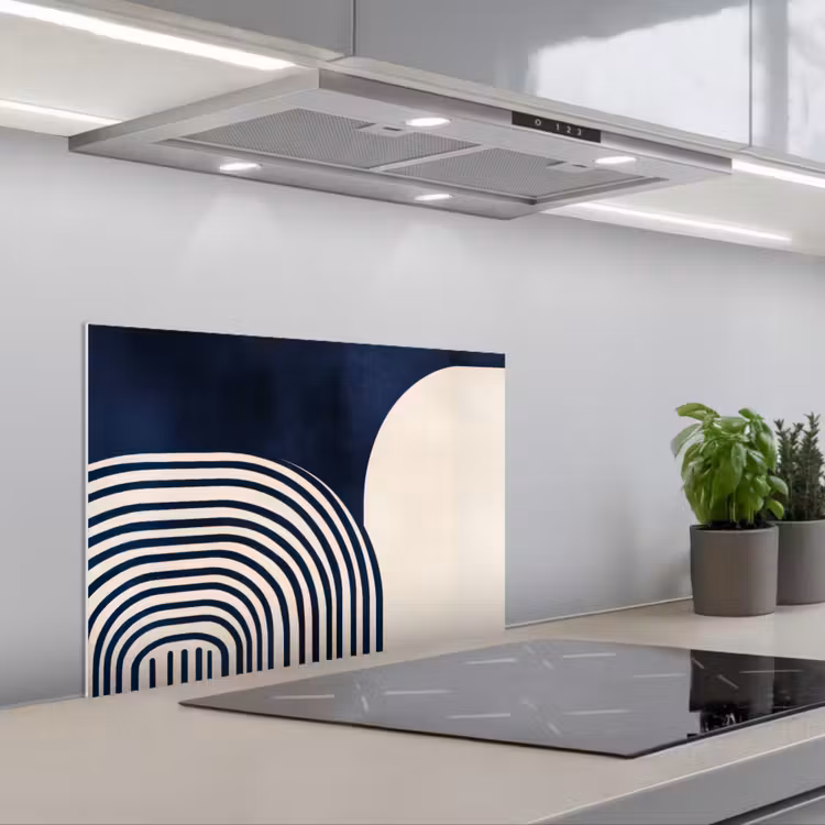 Paraschizzi cucina - Blu scuro - Astratto - Linee — 1