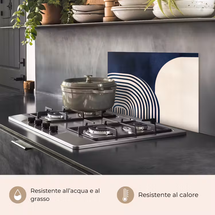 Paraschizzi cucina - Blu scuro - Astratto - Linee — 2