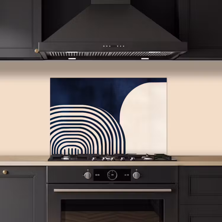 Paraschizzi cucina - Blu scuro - Astratto - Linee — 5