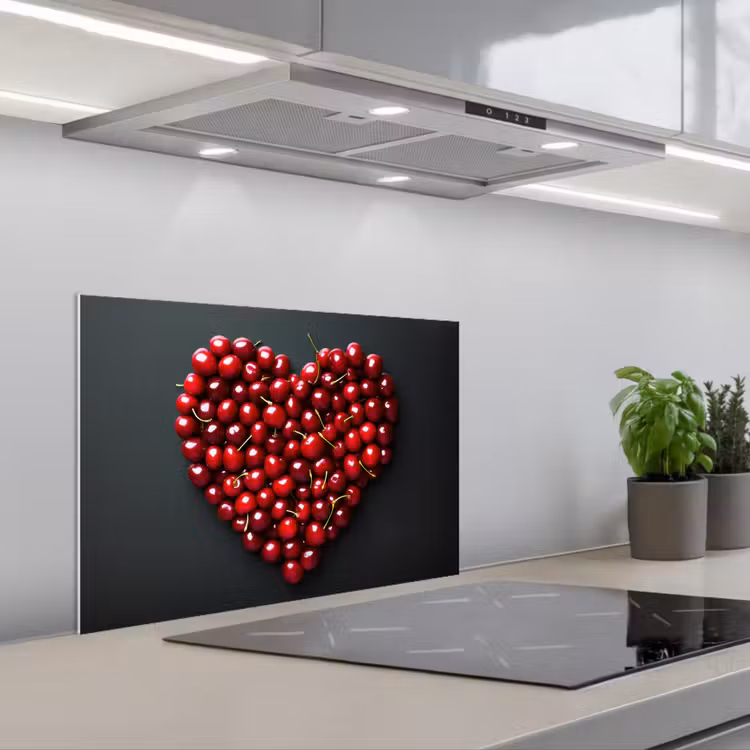 Paraschizzi cucina - Ciliegia - Cuore - Rosso - Nero — 1
