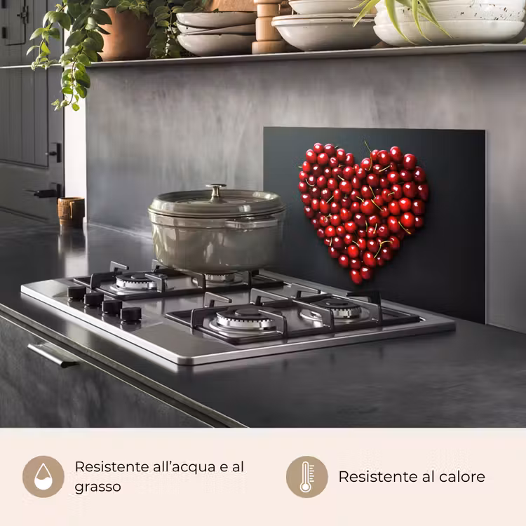 Paraschizzi cucina - Ciliegia - Cuore - Rosso - Nero — 2