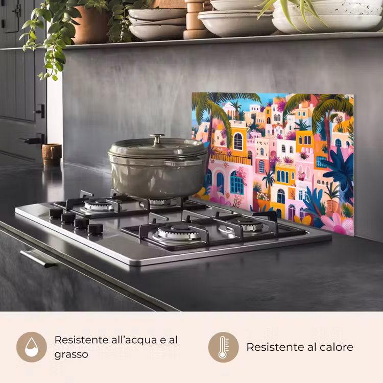Paraschizzi cucina - Colorato - Rosa - Arancione - Giallo - Fiori — 2