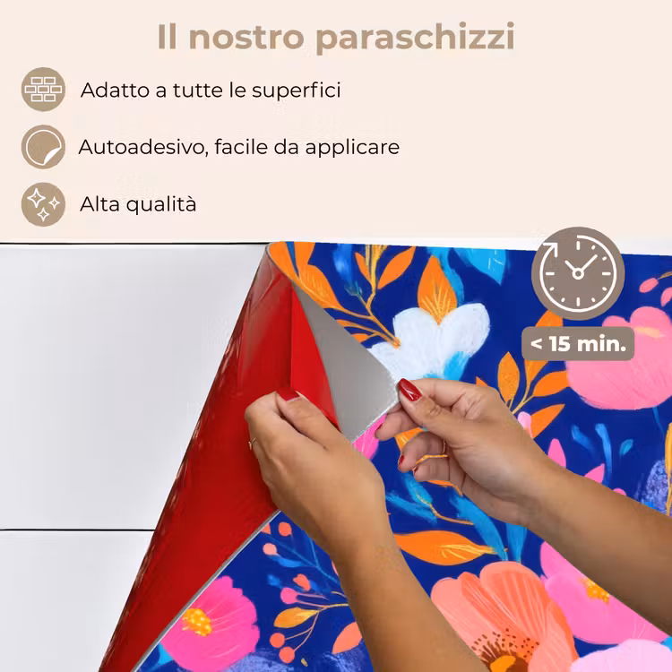 Paraschizzi cucina - Fiori - Blu - Rosa — 4