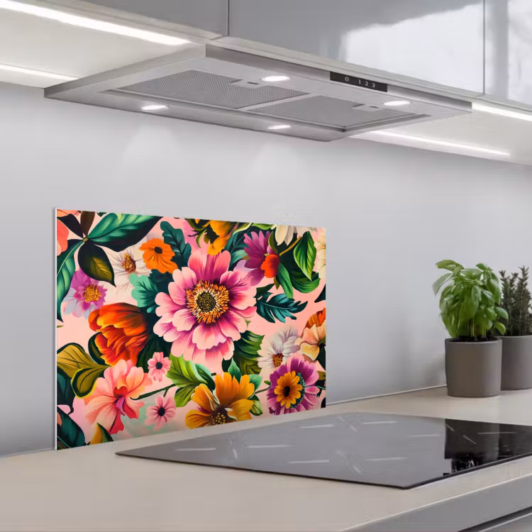 Paraschizzi cucina - Fiori - Colorati - Rosa — 1