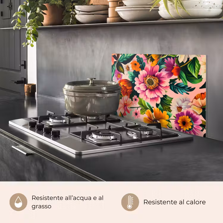 Paraschizzi cucina - Fiori - Colorati - Rosa — 2