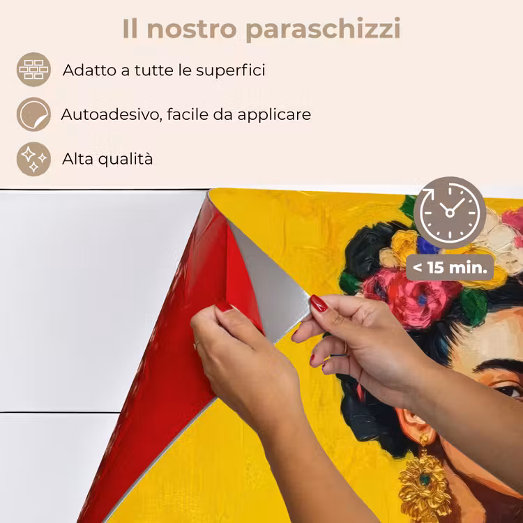 Paraschizzi cucina - Frida Kahlo - Donna - Giallo - Blu - Fiori — 4