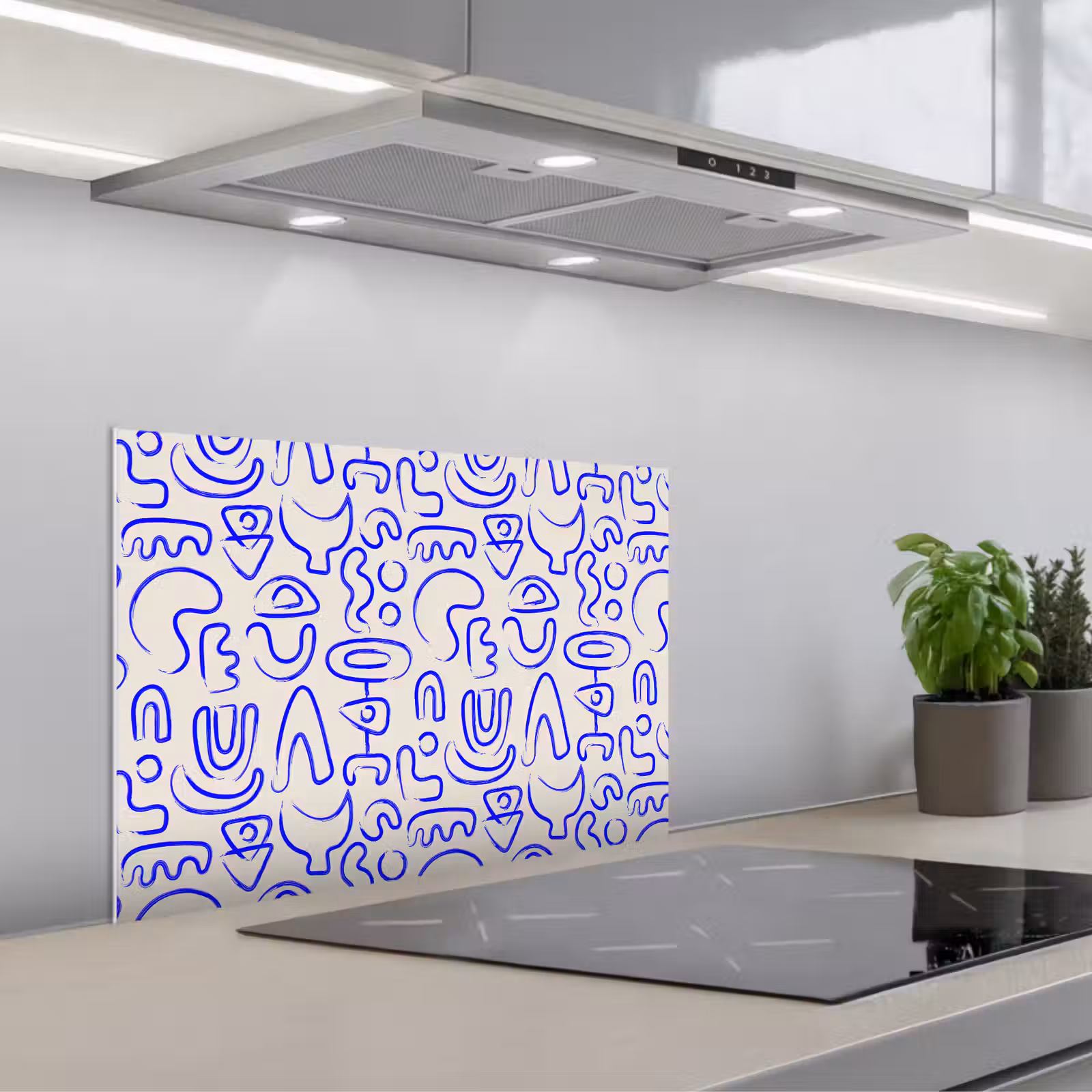 Paraschizzi cucina - Blu - Motivo - Astratto - Beige — 1