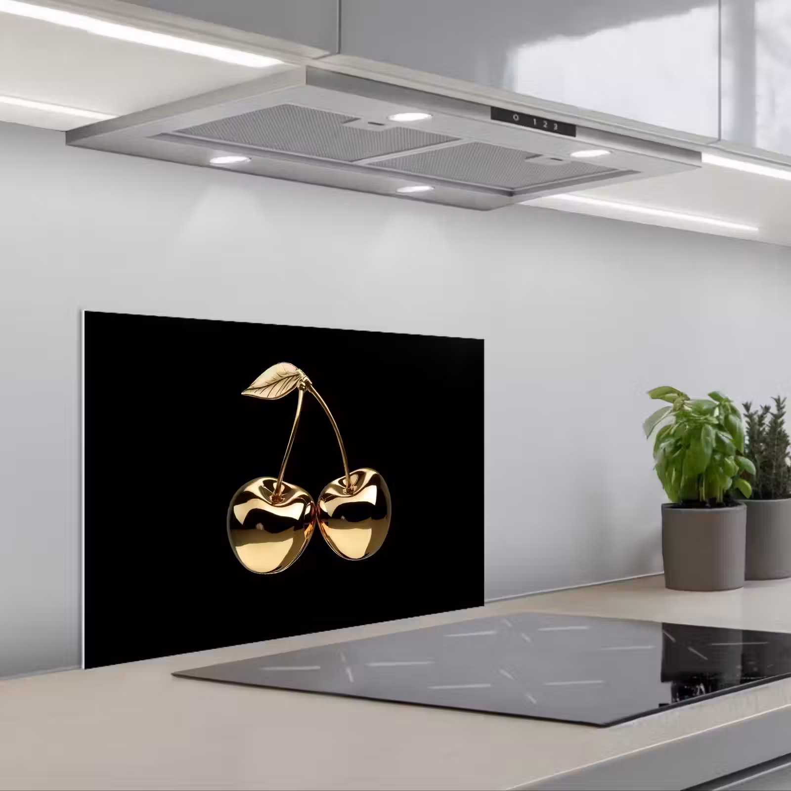 Paraschizzi cucina - Ciliegio - Nero - Oro - Cromo — 1