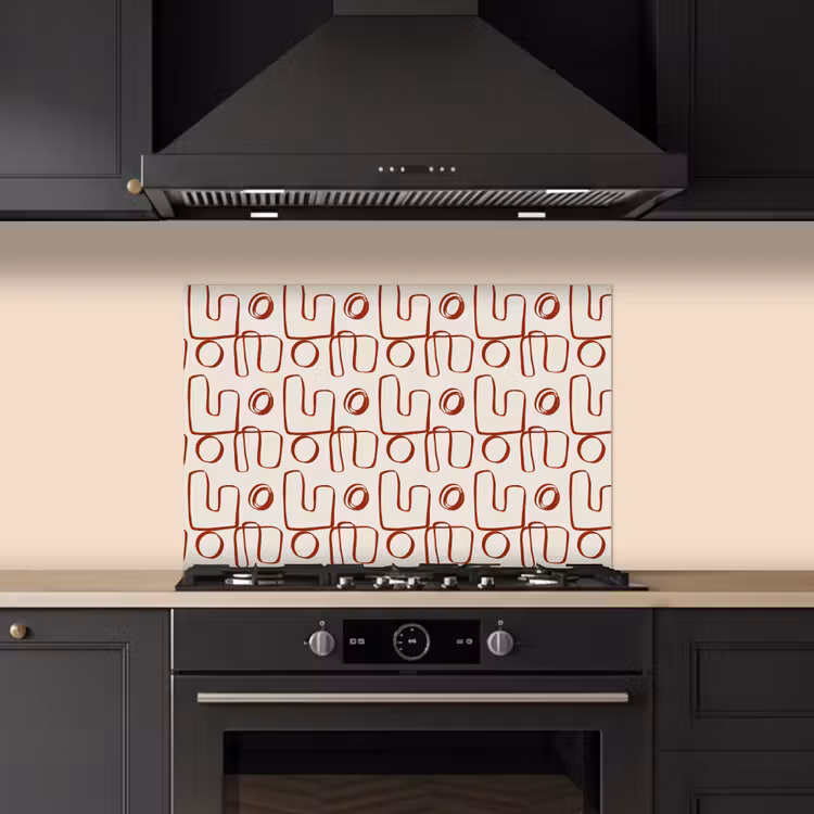 Paraschizzi cucina - Astratto - Motivo - Beige - Rosso — 5